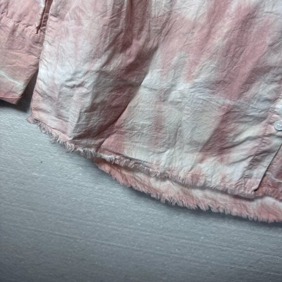 Zara Womens Sz Small Pink Tie Dye Raw Hem Oversized Button Front Long Sleeve Top - Picture 7 of 10